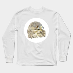 Buzzard Coloured Pencil Drawing Long Sleeve T-Shirt